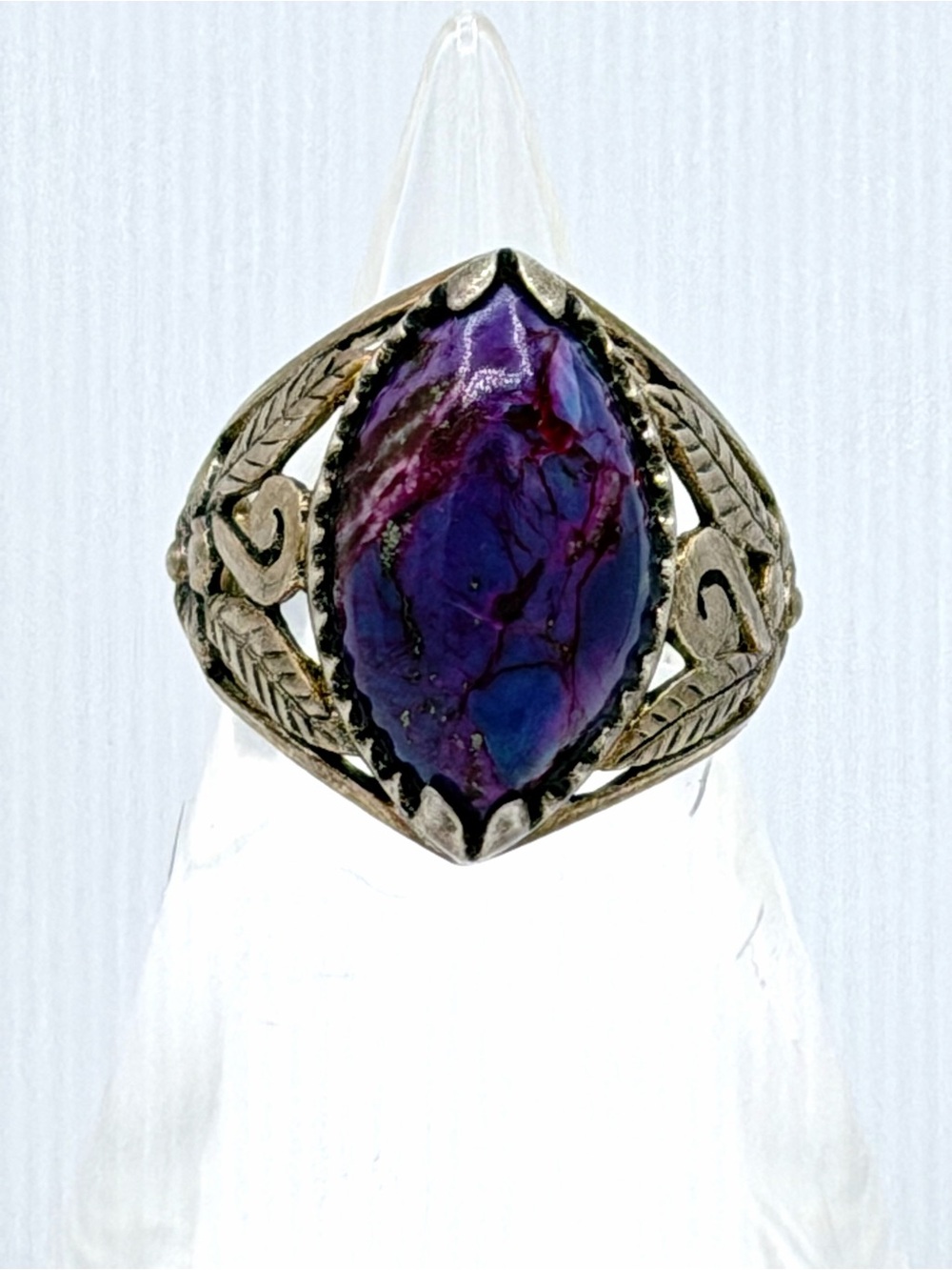 N.K. Thailand Marquise-Cut Purple Mojave Turquoise Stone Sterling Silver Ring